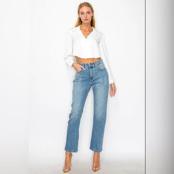Tummy Control High Rise Straight Leg Jeans - Picture 1 of 2